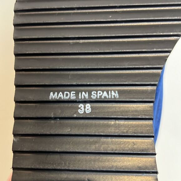 L’intervalle Blue Velvet Platform Wedge Lace Up Shoes Size 38‎ - Picture 10 of 16